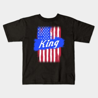 American Flag King Family Gift For Men Women, Surname Last Name Kids T-Shirt